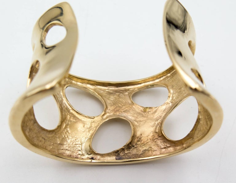 Moon Crater Gold Cuff Bracelet For Sale at 1stDibs