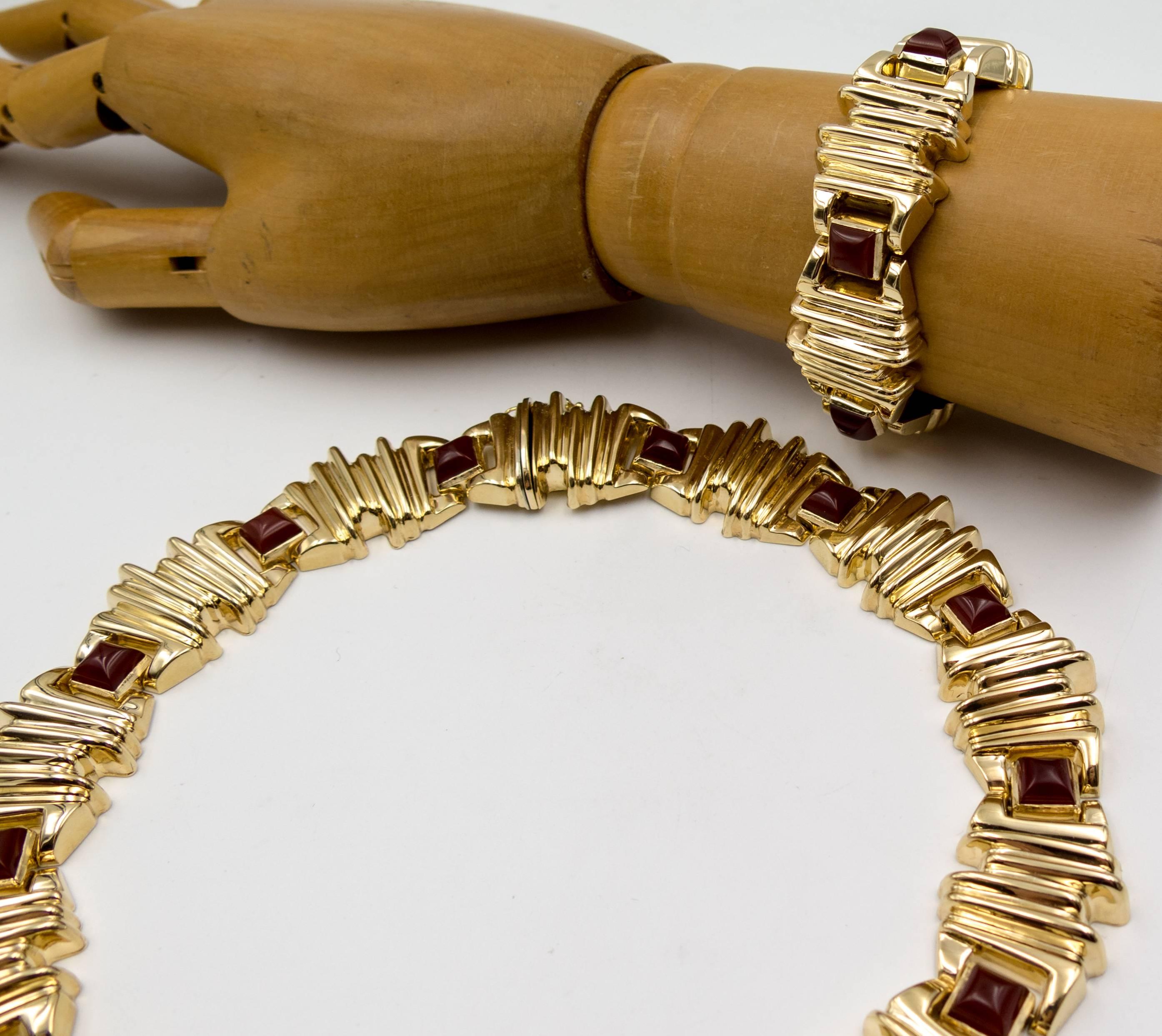  Sugarloaf Carnelian Gold Necklace and Bracelet Suite 1