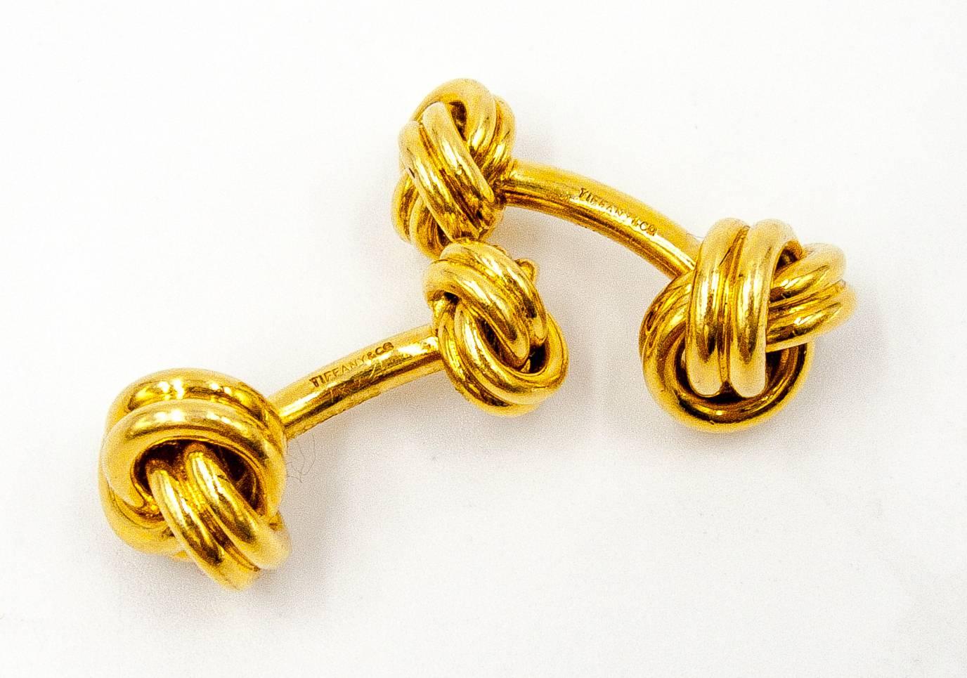 Women's or Men's Tiffany & Co. Classically Elegant Gold Knot Cufflinks