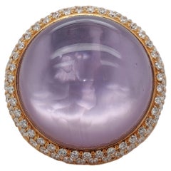 Gioielliamo Bague en or rose 18 carats avec perle et cristal de roche sertie de 3,5 carats de diamants