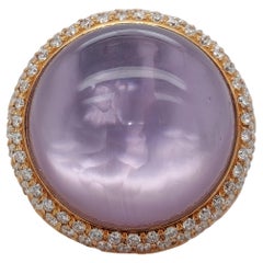 Bague en or rose 18kt Gioielliamo avec perle et cristal de roche sertie de 3,5ct de diamants