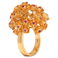 18 kt. Yellow Gold Ball of Moving 1.65 ct. Rubies and Citrine