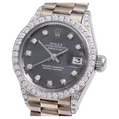 18 Kt Rolex White Gold Lady President with Diamond Dial & Bezel