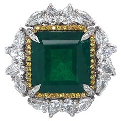Oro blanco 18 quilates Esmeralda colombiana menor 11,46c, 3,68c Diam, Anillo Gubelin Cer