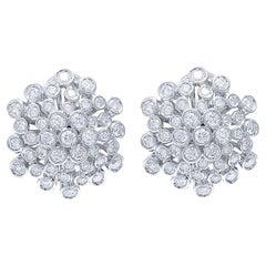 Used 18kt White Gold, 3.10ct Brilliant Cut Diamonds, Clip-On / Stud Earrings