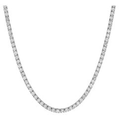 Collar de tenis con diamantes F VVS2 de 4 garras y corte redondo de 23,5 ct en oro blanco de 14 quilates