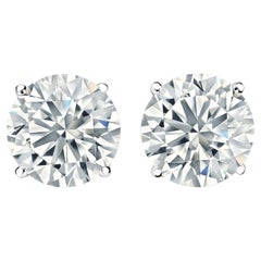 1.06t 4 Prong Basket Setting Natural Round Diamond Earrings in 14K White Gold