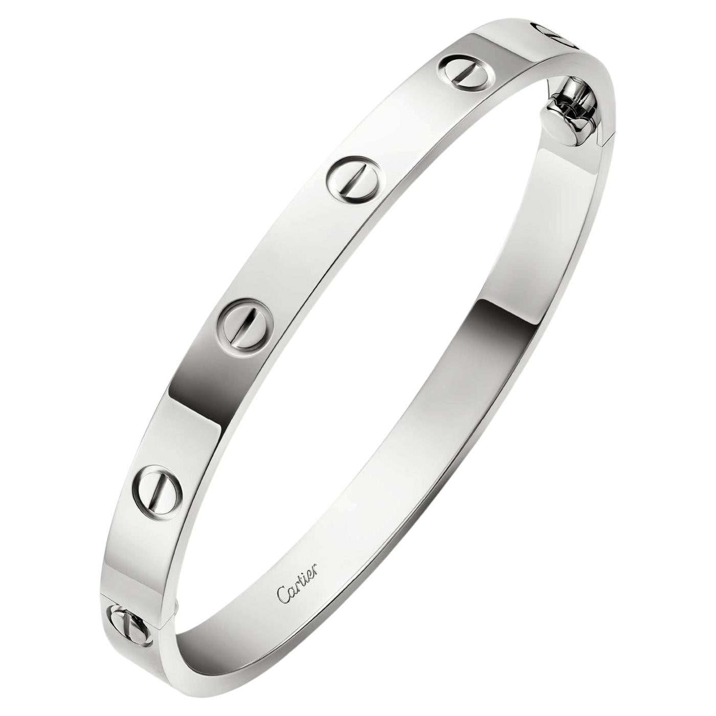 Cartier Love Pulsera Brazalete Modelo Clásico Oro Blanco Talla 20