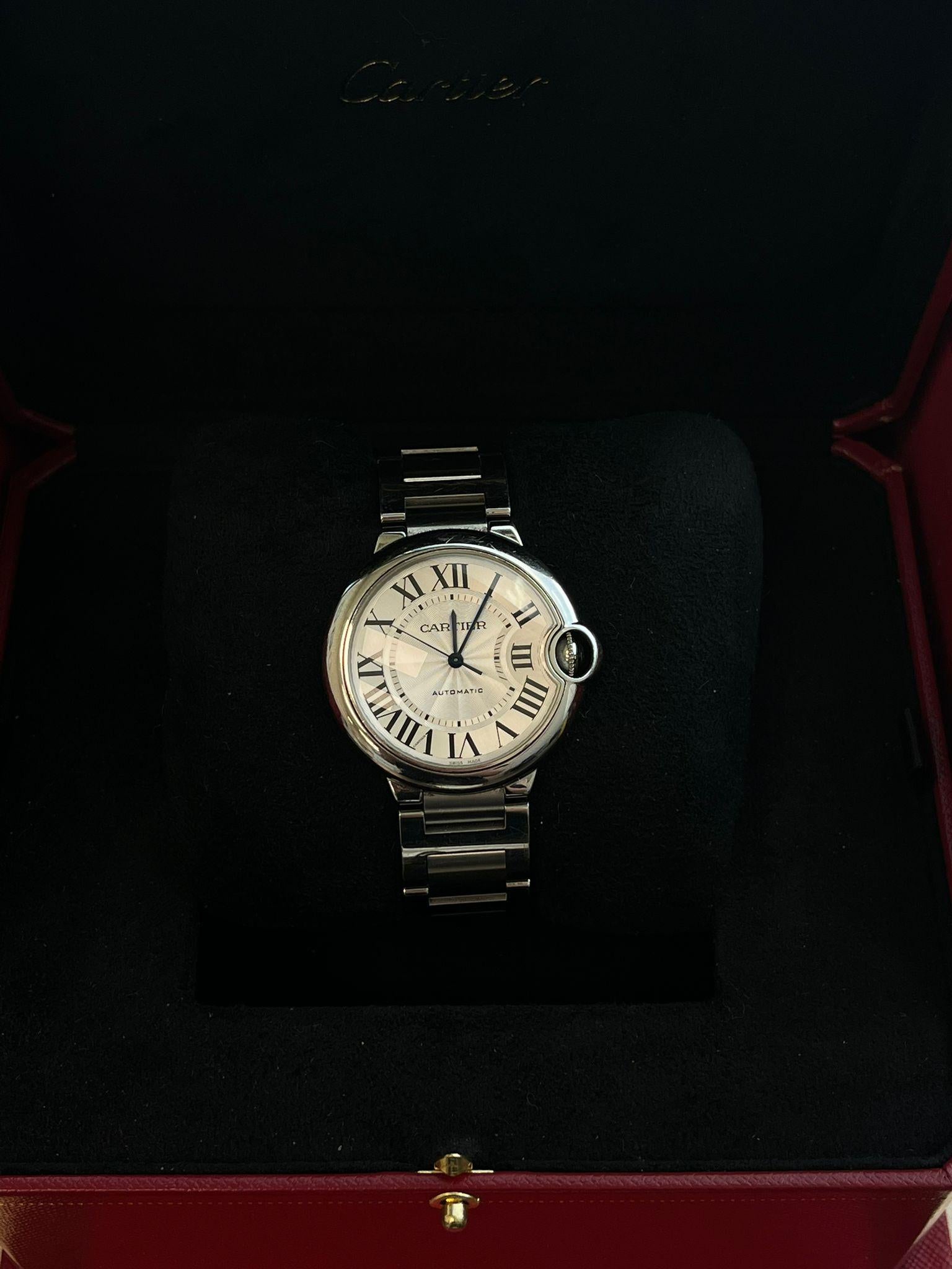 Reloj mecánico Cartier Ballon Bleu de Cartier 36 mm Esfera Guilloché WSBB0048 en venta 4