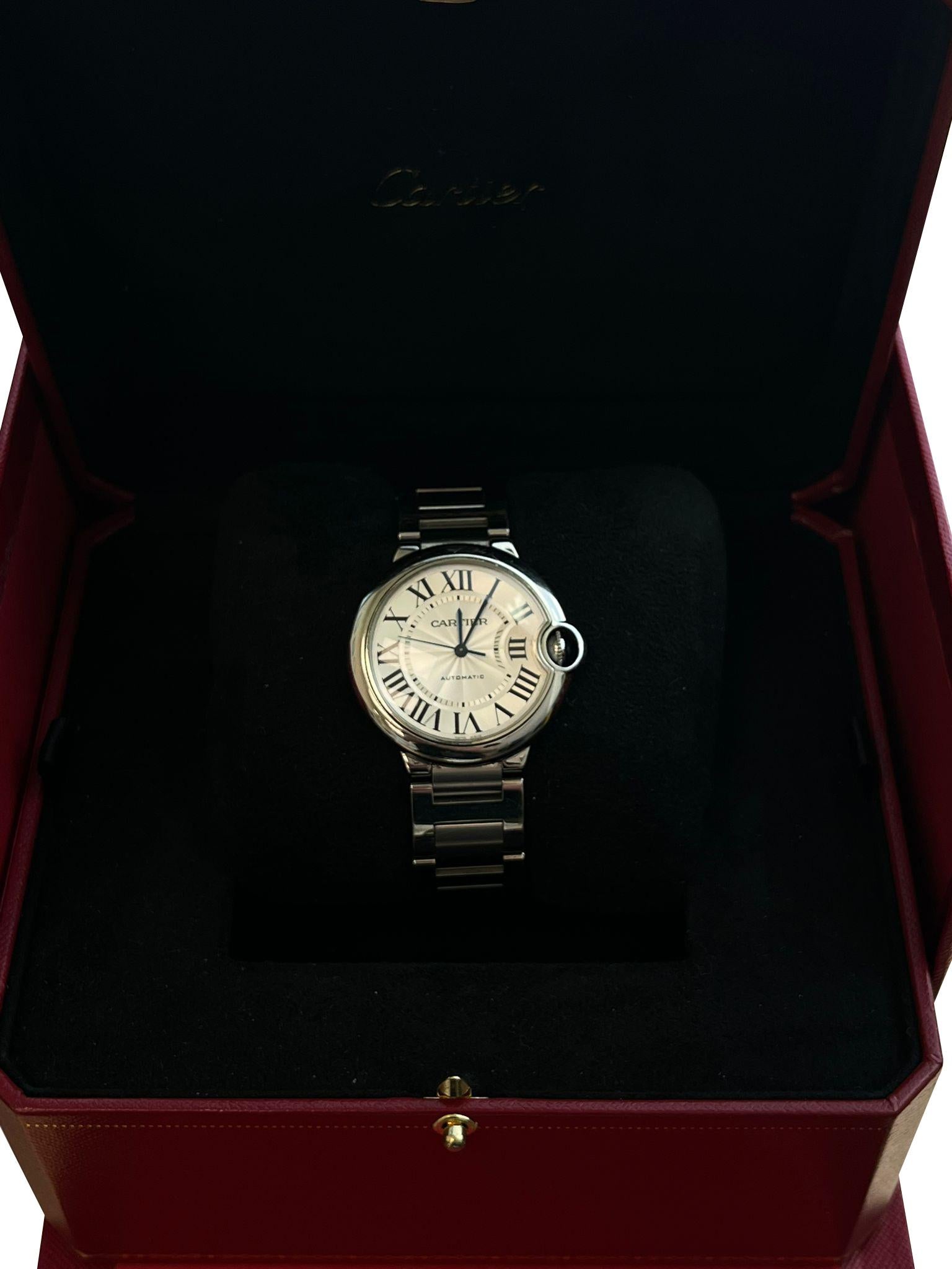 Reloj mecánico Cartier Ballon Bleu de Cartier 36 mm Esfera Guilloché WSBB0048 en venta 2