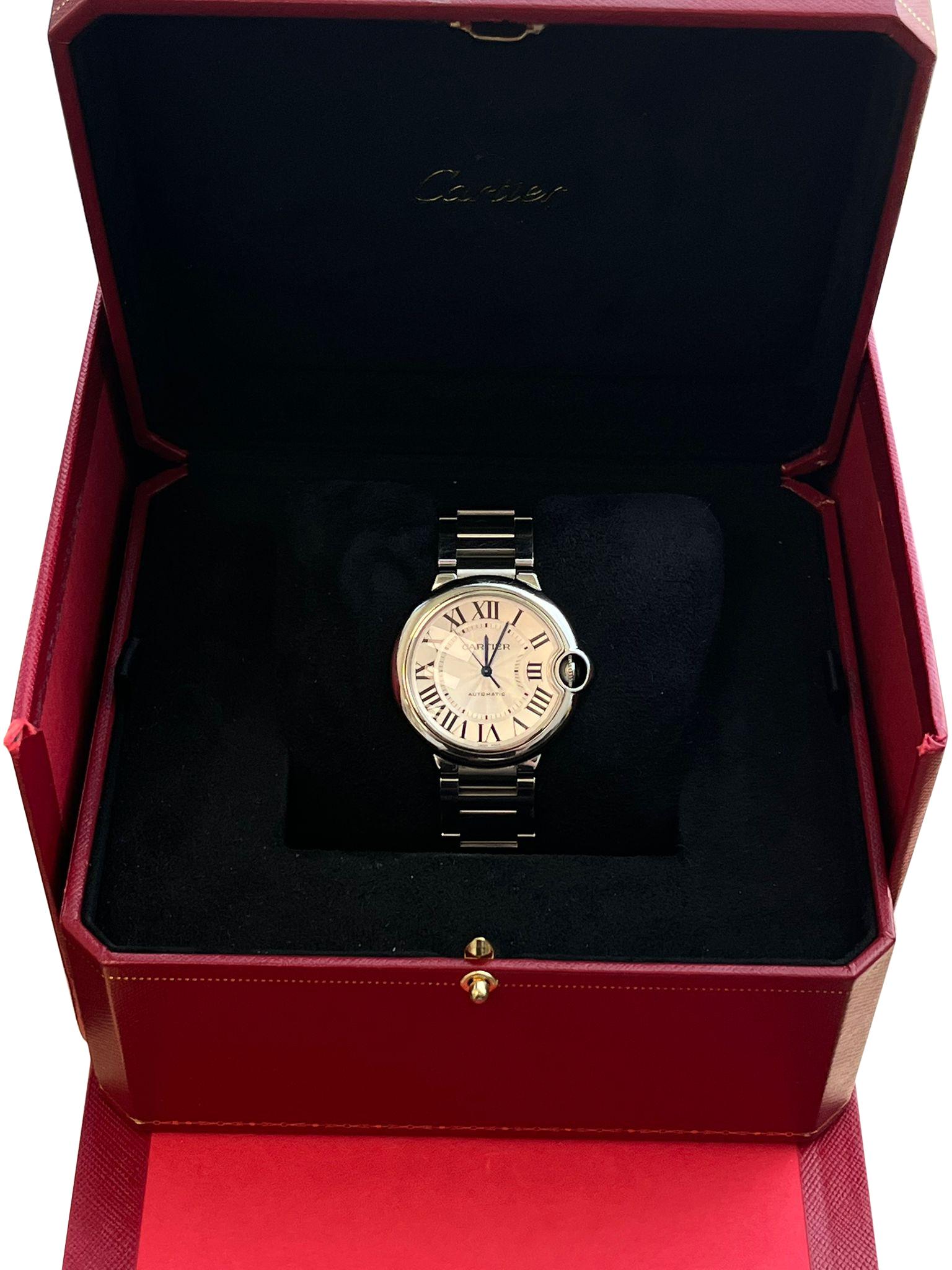 Femenino o masculino Reloj mecánico Cartier Ballon Bleu de Cartier 36 mm Esfera Guilloché WSBB0048 en venta