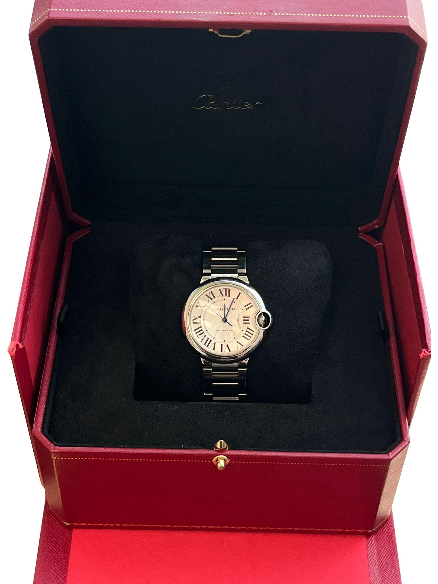Reloj mecánico Cartier Ballon Bleu de Cartier 36 mm Esfera Guilloché WSBB0048 en Bueno estado para la venta en Aventura, FL
