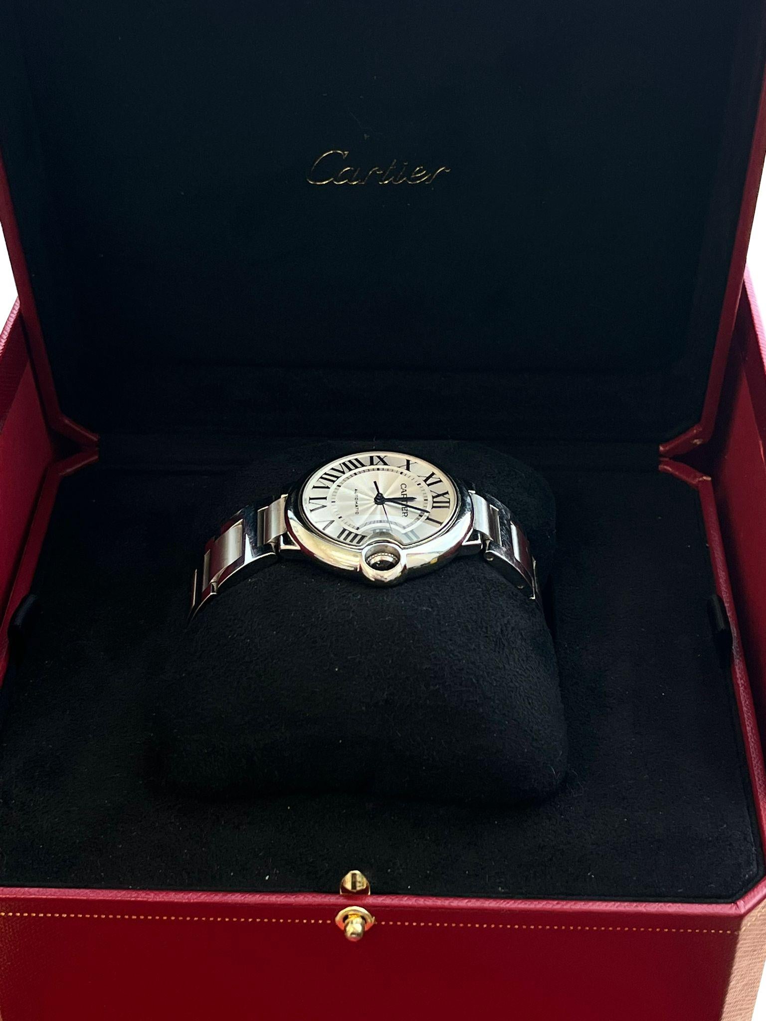 Reloj mecánico Cartier Ballon Bleu de Cartier 36 mm Esfera Guilloché WSBB0048 en venta 9