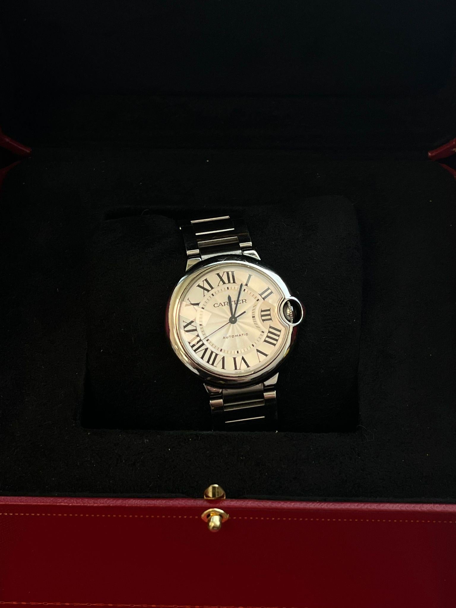Reloj mecánico Cartier Ballon Bleu de Cartier 36 mm Esfera Guilloché WSBB0048 en venta 3