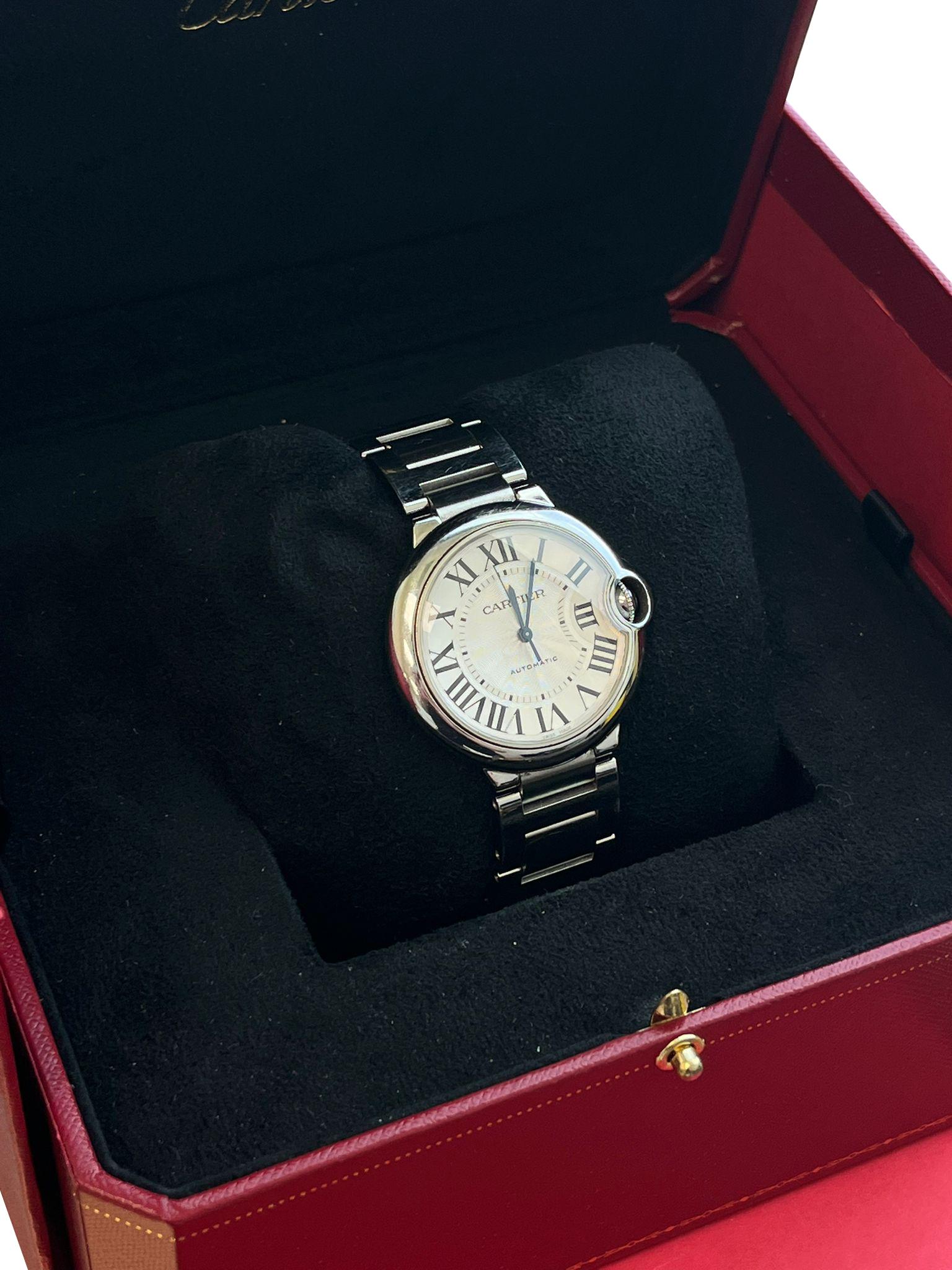 Reloj mecánico Cartier Ballon Bleu de Cartier 36 mm Esfera Guilloché WSBB0048 en venta 7