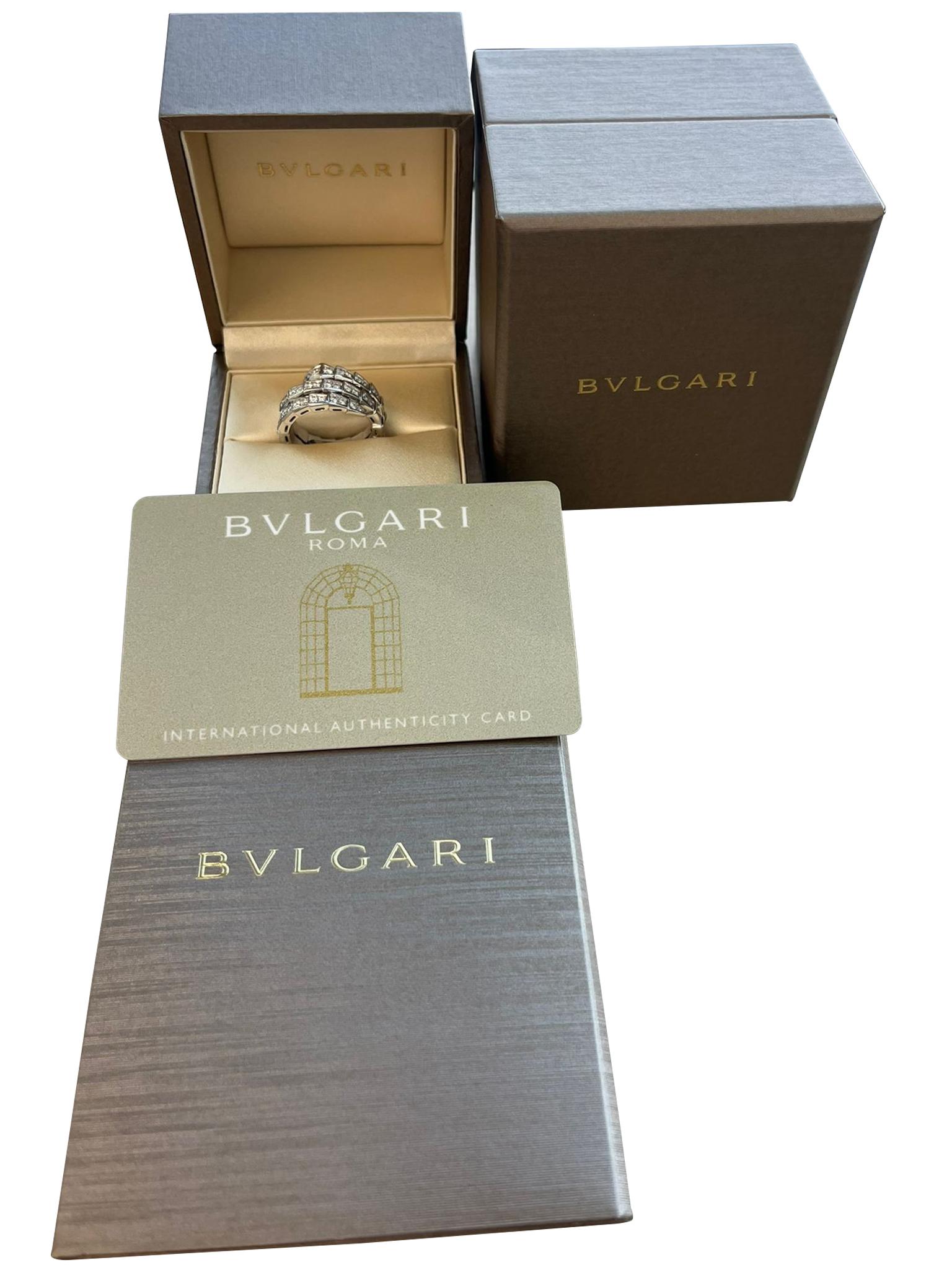 Modernista Bulgari Serpenti Viper Two-Coil Ring 1,32ct Full Pave Diamonds Oro bianco 18K in vendita
