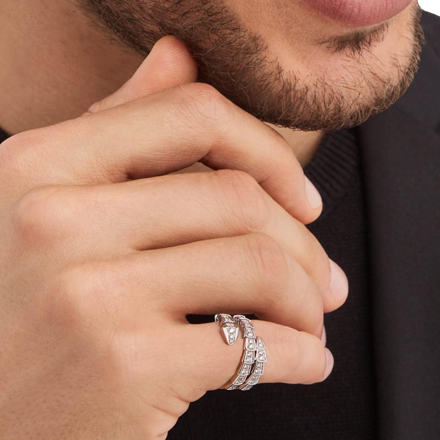 Bulgari Serpenti Viper Two-Coil Ring 1,32ct Full Pave Diamonds Oro bianco 18K in vendita 5