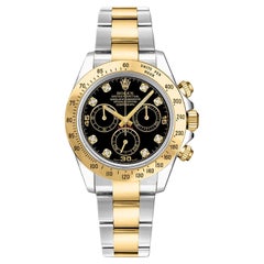 Rolex Cosmograph Daytona Diamond Black Dial Oystersteel Men's Watch 116523