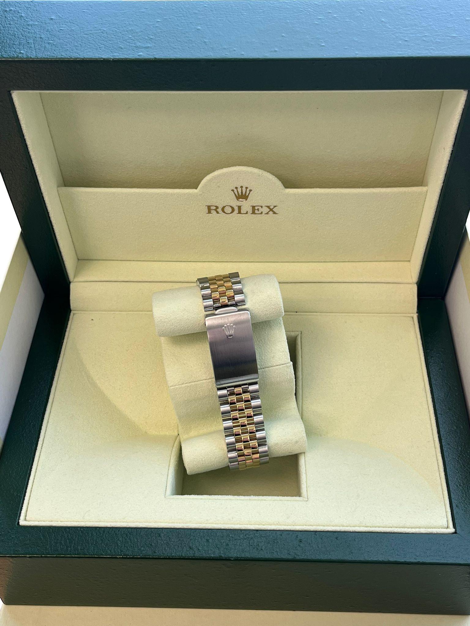Rolex Datejust 36mm Perlmutt Diamant Zifferblatt Lünette Gold Stahl Uhr 16233 im Angebot 13