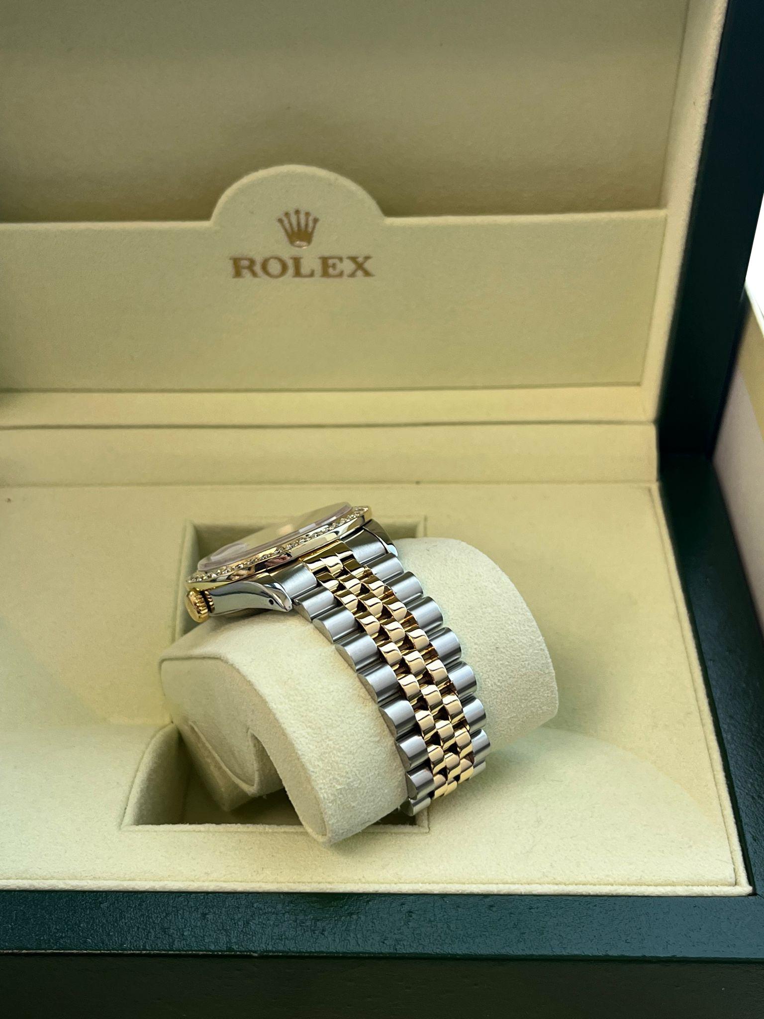Rolex Datejust 36mm Perlmutt Diamant Zifferblatt Lünette Gold Stahl Uhr 16233 im Angebot 12