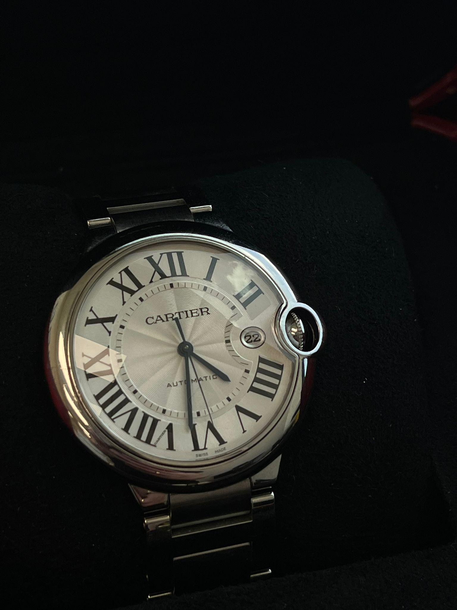 Orologio automatico Cartier Ballon Bleu de Cartier 42 mm con quadrante guilloché WSBB0049 in vendita 1
