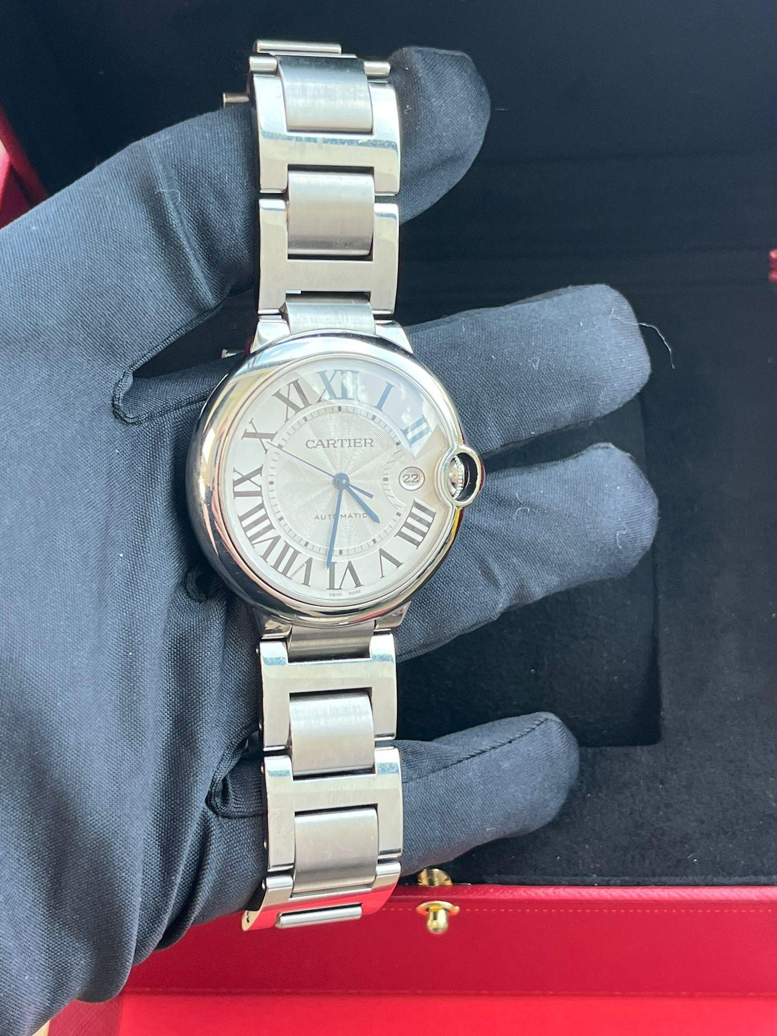Orologio automatico Cartier Ballon Bleu de Cartier 42 mm con quadrante guilloché WSBB0049 in vendita 8