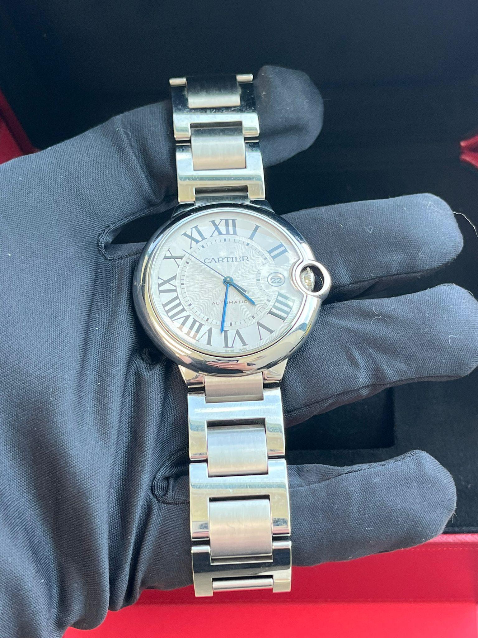 Orologio automatico Cartier Ballon Bleu de Cartier 42 mm con quadrante guilloché WSBB0049 in vendita 9