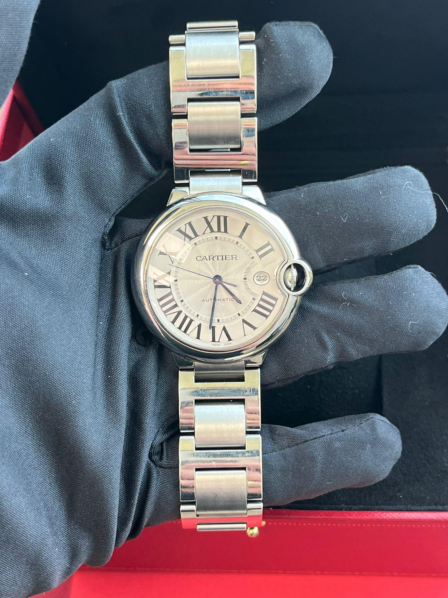 Orologio automatico Cartier Ballon Bleu de Cartier 42 mm con quadrante guilloché WSBB0049 in vendita 10