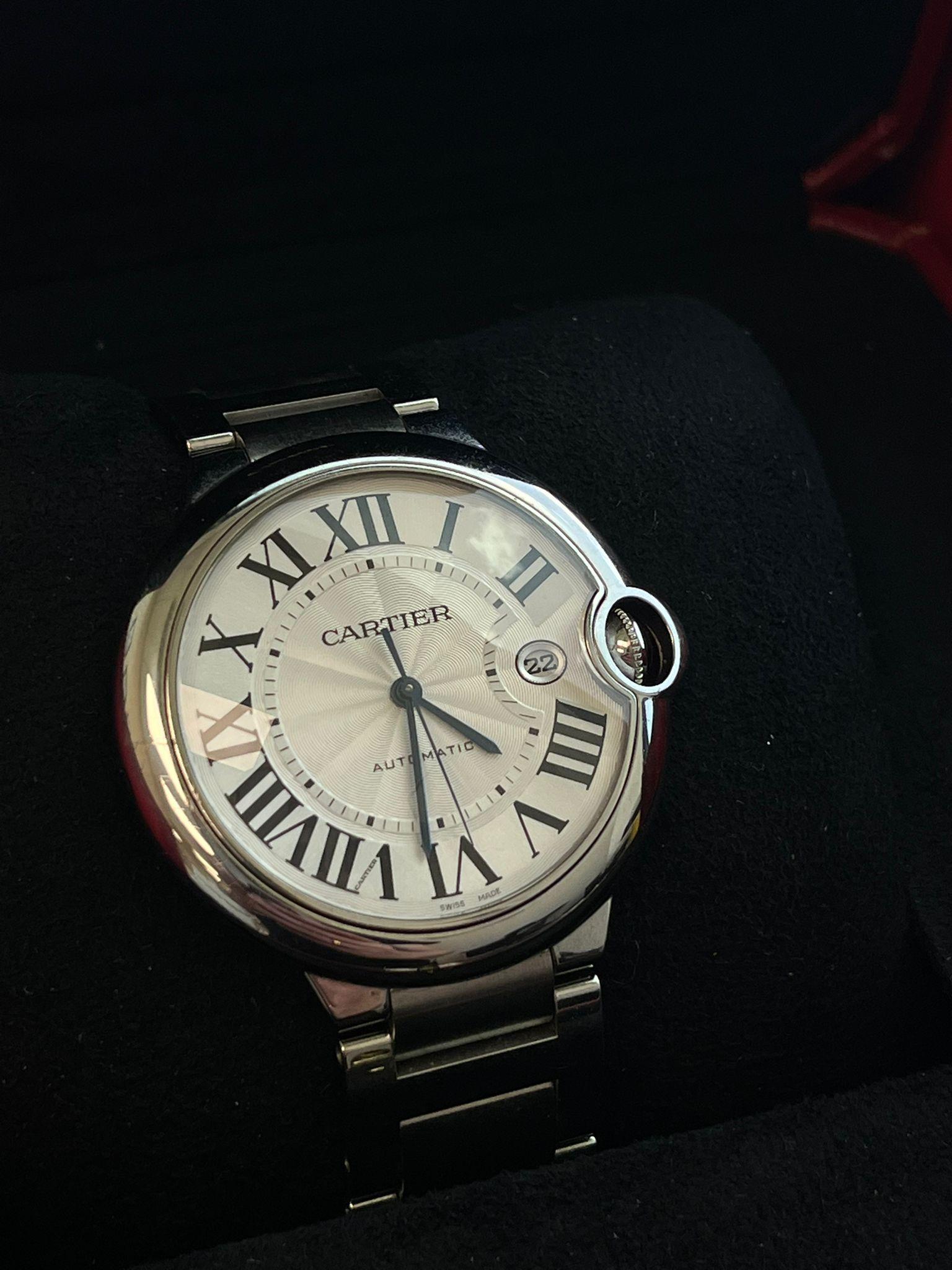 Orologio automatico Cartier Ballon Bleu de Cartier 42 mm con quadrante guilloché WSBB0049 in vendita 2