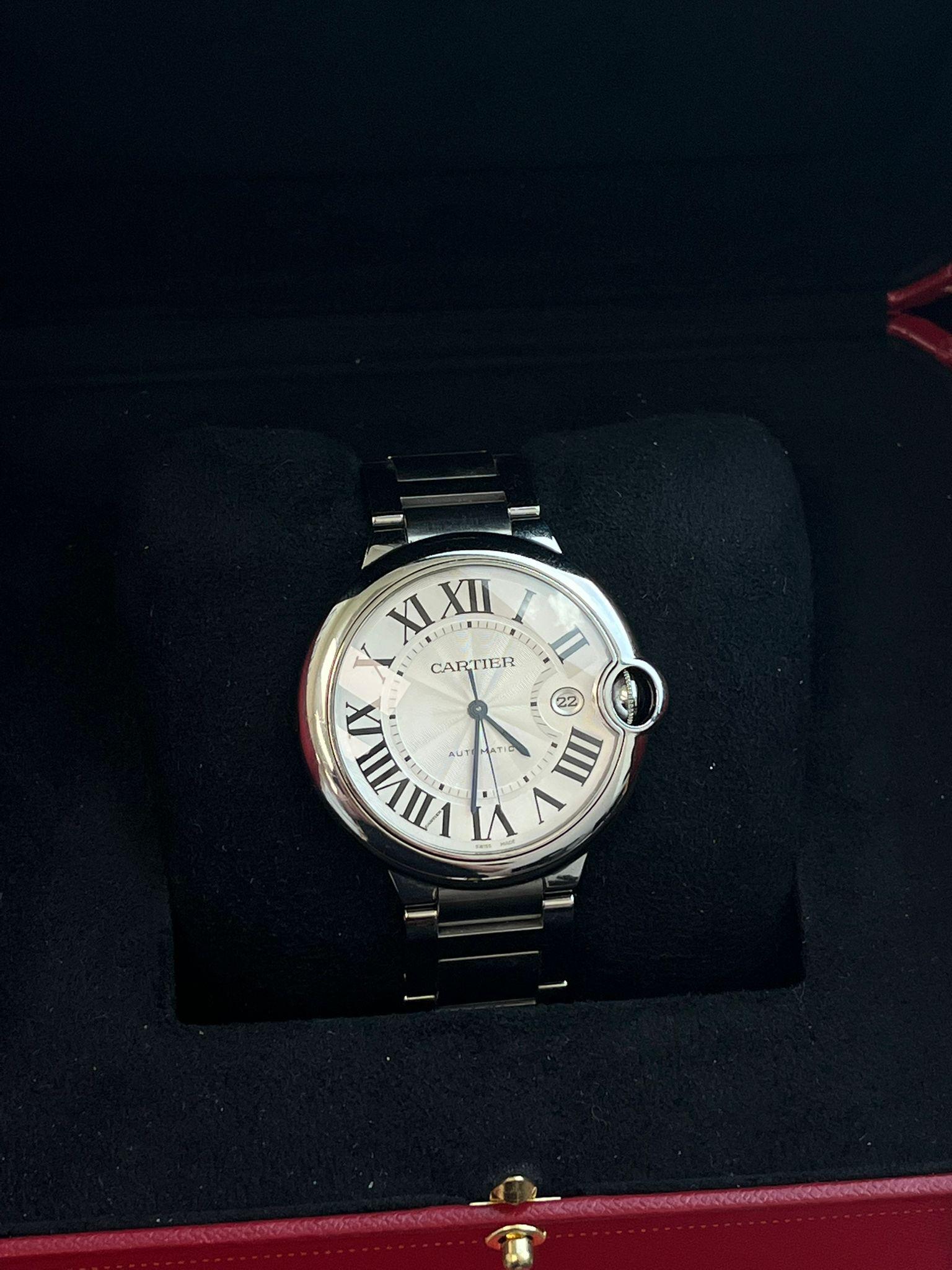 Orologio automatico Cartier Ballon Bleu de Cartier 42 mm con quadrante guilloché WSBB0049 in vendita 4