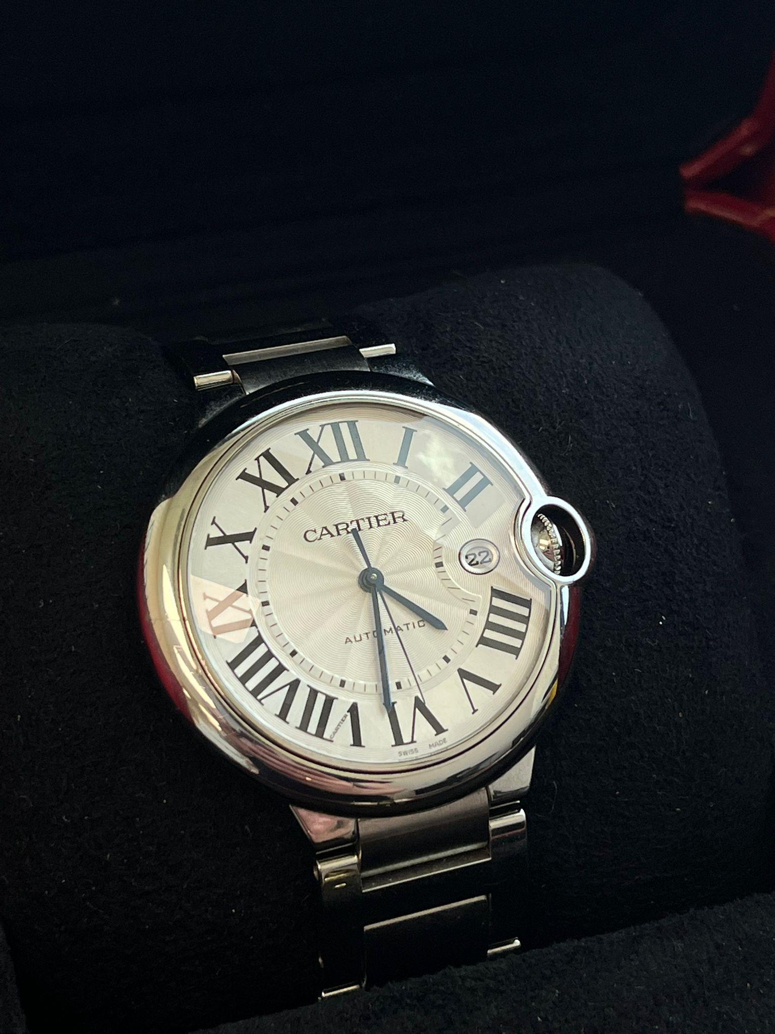 Orologio automatico Cartier Ballon Bleu de Cartier 42 mm con quadrante guilloché WSBB0049 in vendita 3