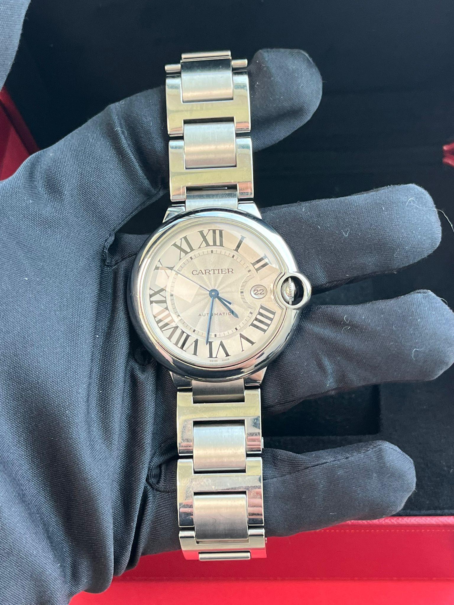 Orologio automatico Cartier Ballon Bleu de Cartier 42 mm con quadrante guilloché WSBB0049 in vendita 7