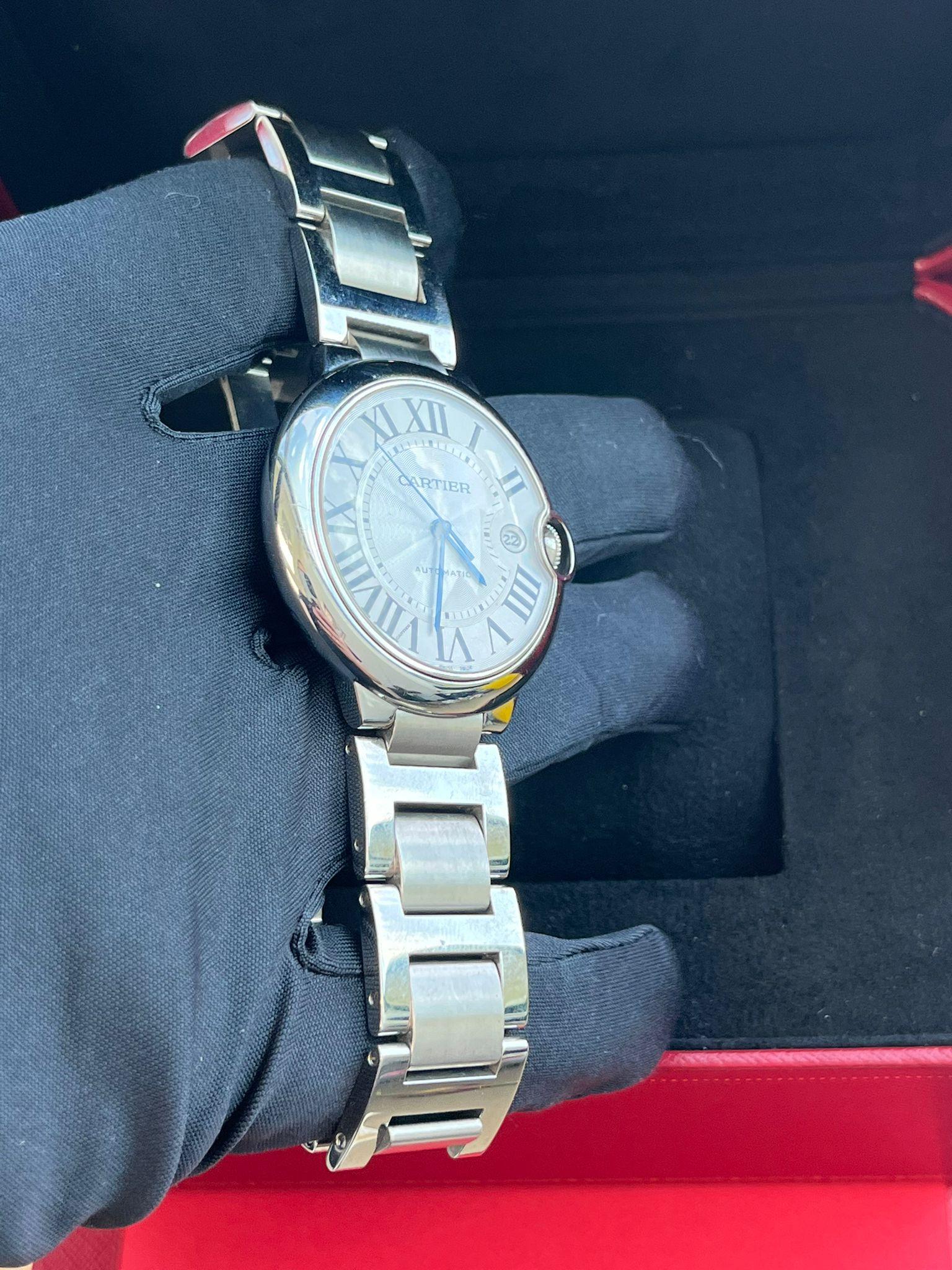 Orologio automatico Cartier Ballon Bleu de Cartier 42 mm con quadrante guilloché WSBB0049 in vendita 11