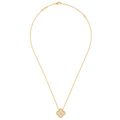 Van Cleef & Arpels Vintage Alhambra Pendant 18K Yellow Gold Diamond Necklace
