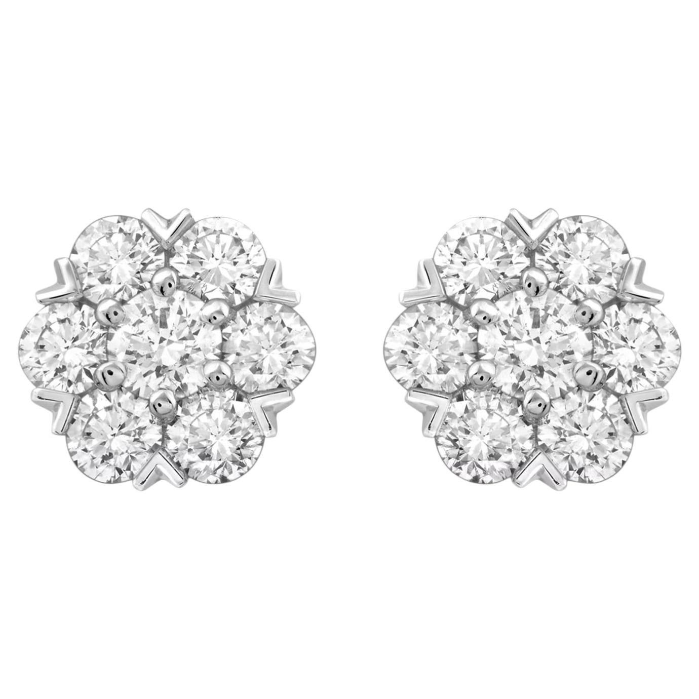 Boucles d'oreilles « Fleurette » Van Cleef & Arpels, avec diamant rond de 1,46 ct, en or blanc 18 carats