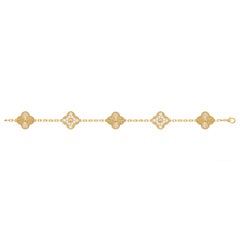 Bracciale Vintage Alhambra di Van Cleef & Arpels, con motivo guilloché a 5 motivi, diamanti e oro