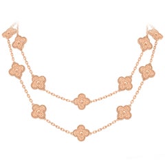 Collana lunga Vintage Alhambra di Van Cleef & Arpels con 20 motivi, in oro rosa 18 carati