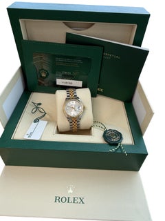 Rolex Lady-Datejust 28 mm, silbernes Zifferblatt mit Diamanten, Gelbgold-Edelstahl-Uhr 279173