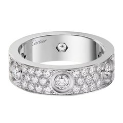 Anello Cartier Love, modello classico, con 6 diamanti incastonati, in oro bianco 18 carati