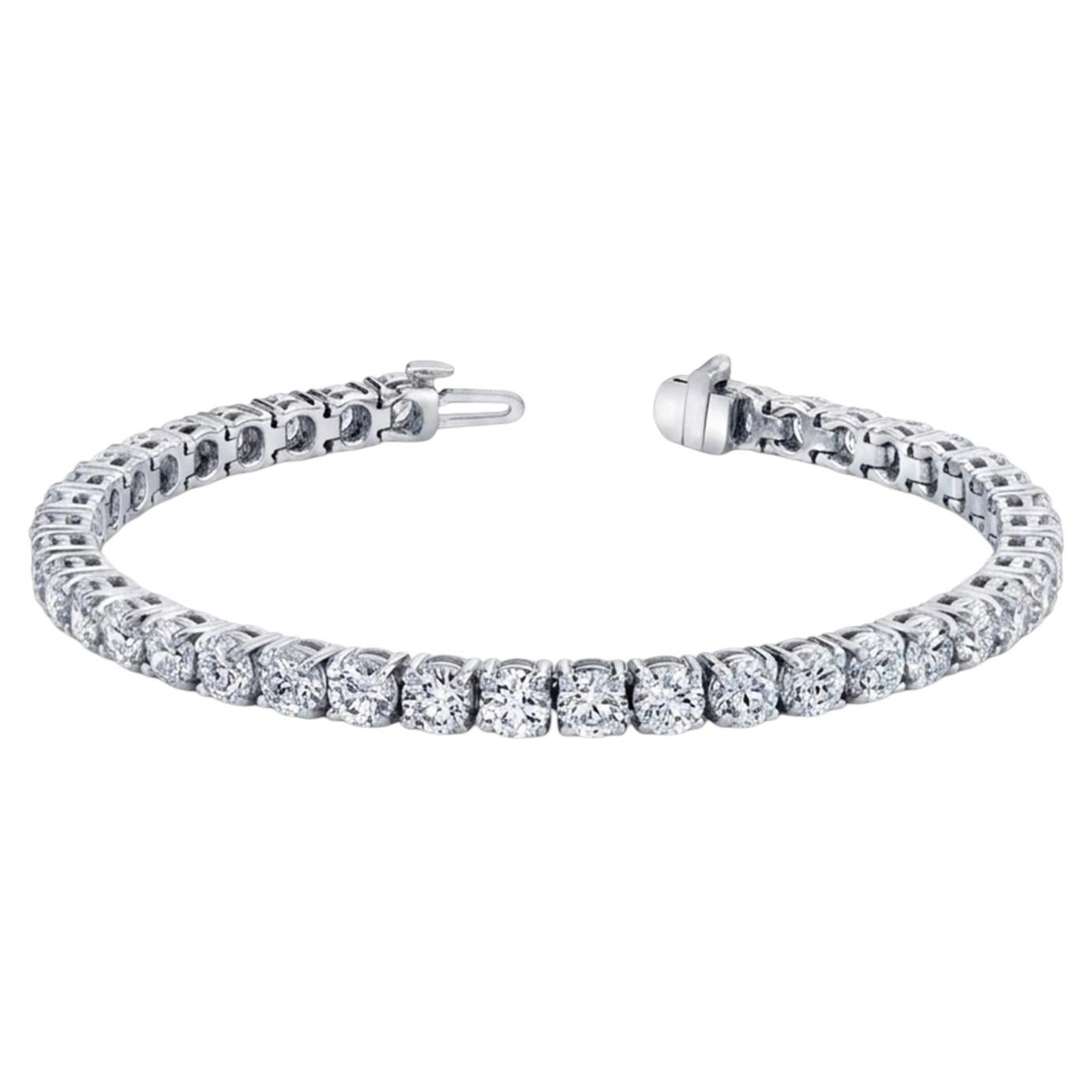 Pulsera tipo «tenis» de platino con diamantes naturales de 9,00 CTW y 38 diamantes redondos de talla brillante