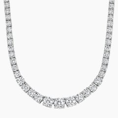 Collier « Riviera Tennis » en diamants naturels d'un poids total de 14,50 carats, en or blanc 18 carats, 16,5 pouces