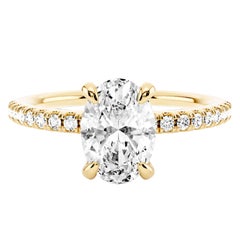 2.30 CTW GIA Certified Oval Pave Diamond Engagement Ring In 18K Yellow Gold