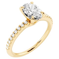 2,30 CTW GIA-zertifizierter Verlobungsring mit ovalem Pavé-Diamanten aus 18-karätigem Gelbgold