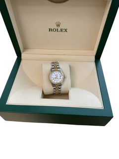 Reloj Rolex Lady-Datejust de 26 mm, con esfera blanca con números romanos y diamantes, de acero y oro amarillo, modelo 69173