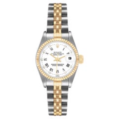 Reloj Rolex Lady-Datejust de 26 mm, con esfera blanca con números romanos y diamantes, de acero y oro amarillo, modelo 69173