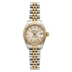 Reloj automático Rolex Lady-Datejust de 26 mm, bicolor, con esfera plateada con efecto rayos de sol, 69173