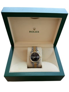 Rolex Datejust Two-Tone Steel Yellow Gold Black Dial Jubilee Men's Watch 16233