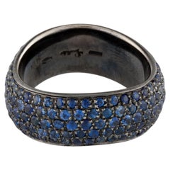 Pomellato 1.72ctw Sapphire Designer Eternity Band 18K Black Gold 6.75 Size
