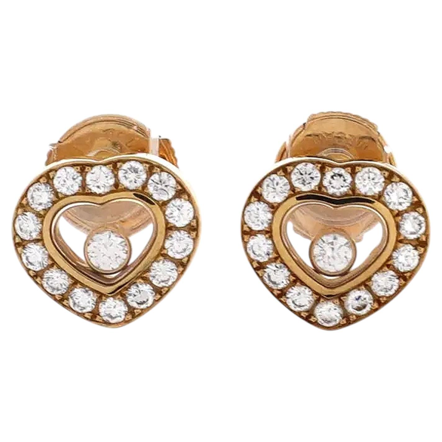 Orecchini Chopard Happy Diamonds Heart con diamante fluttuante, in oro giallo 18 carati in vendita