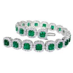 Bracciale colombiano con smeraldo da 5,70 CT e diamanti da 6,26 CT, in oro bianco 18 carati, 6,5 pollici